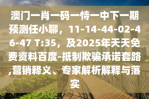 澳門一肖一碼一恃一中下一期預(yù)測(cè)任小聊，11-14-44-02-46-47 T:35，及2025年天天免費(fèi)資料百度-抵制欺騙承諾套路,營(yíng)銷釋義、專家解析解釋與落實(shí)